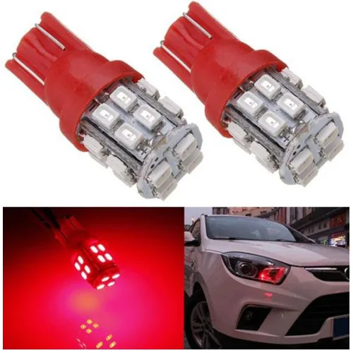 2 x T10 3528 192 194 168 501 ультра Красный 20 SMD LED клиновидная боковая интерьерная