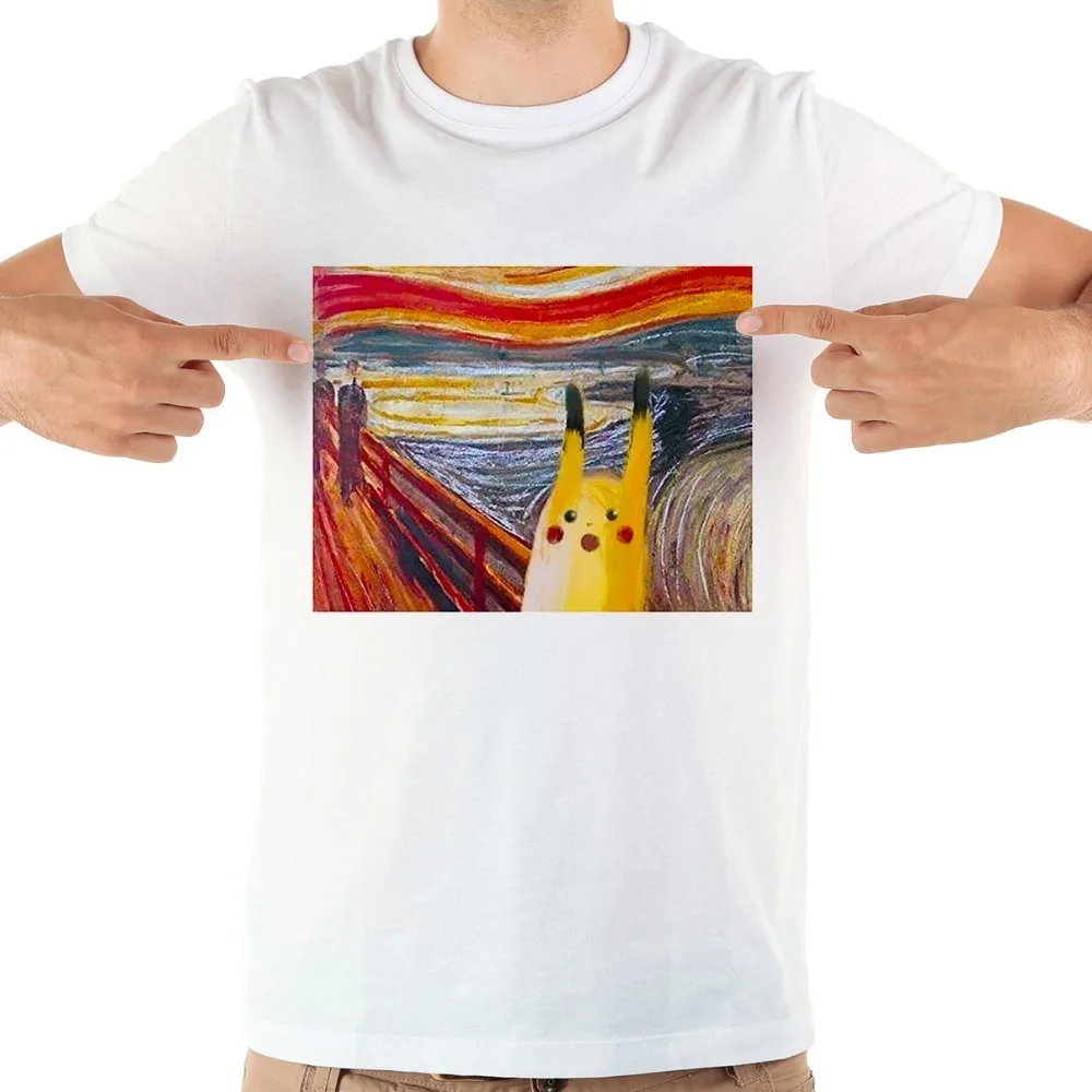 Забавная Мужская футболка Edvard Munch The Cry anime Skrik Новинка лета белая Повседневная