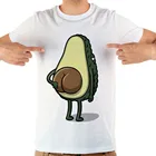 Забавная футболка с мультяшным авокадо, Мужская брендовая летняя новая белая Повседневная мужская футболка с коротким рукавом jollypeach