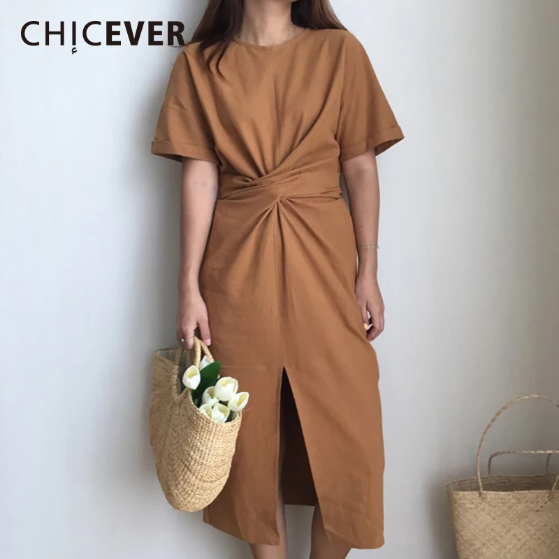 CHICEVER-женское платье с перекрещенными повязками женская одежда коротким рукавом