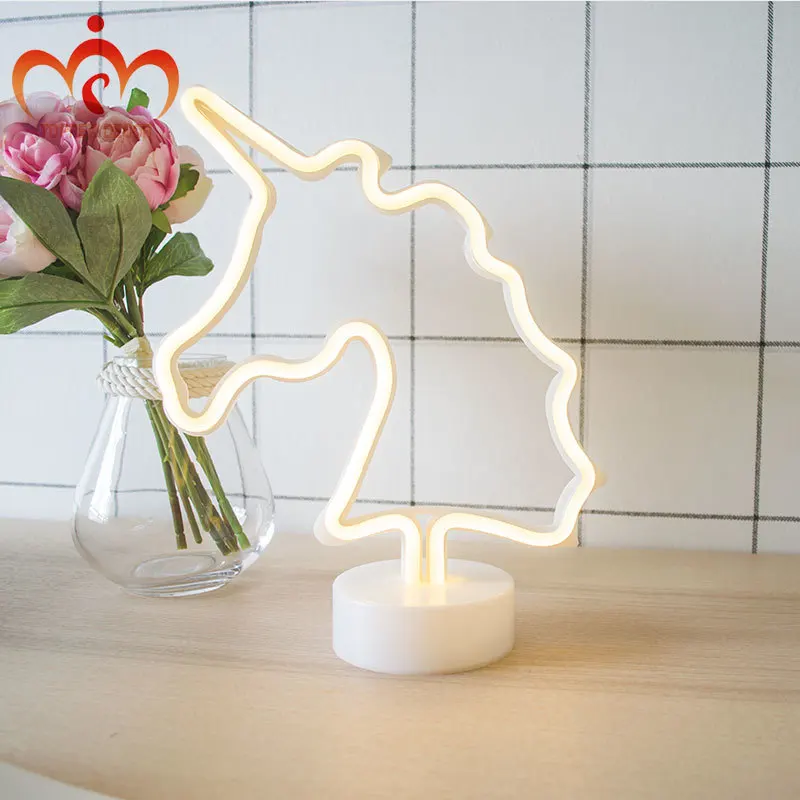 

Дизайн в виде единорога, ночное освещение, украшение для дома, неоновая Светодиодная лампа в виде животных, подарок на день рождения, украше...