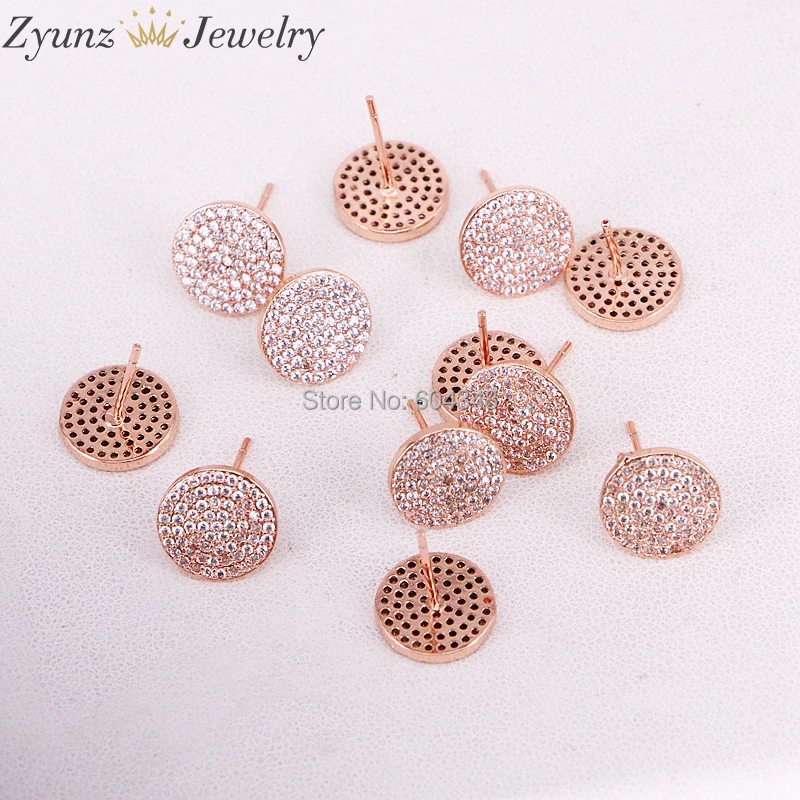 10 пар ZYZ320 6007 CZ микро серьги гвоздики круглой формы в четыре цвета для женщин