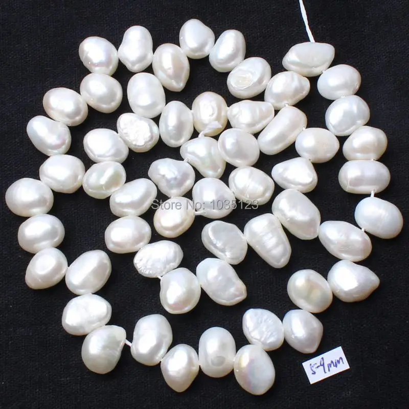 

High Quality 5-9mm Natural White Freshwater Pearl Irregular Shape DIY Gems Loose Beads Strand 15" Jewelry Accessory w984