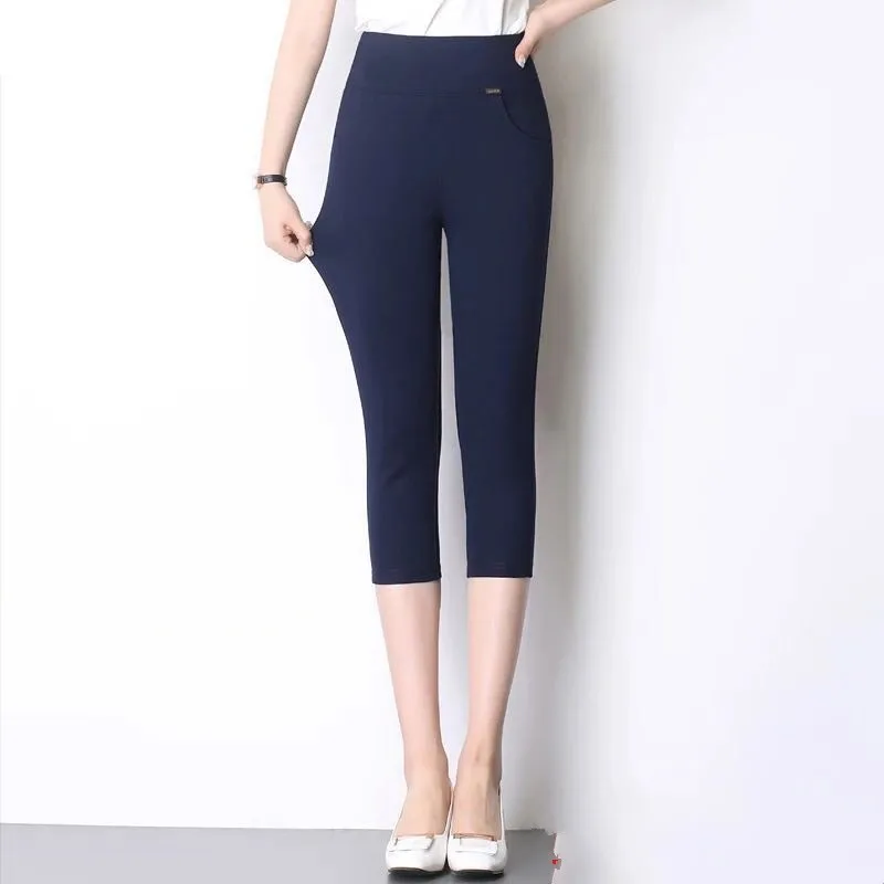 Женские узкие брюки-Капри с высокой талией повседневные эластичные