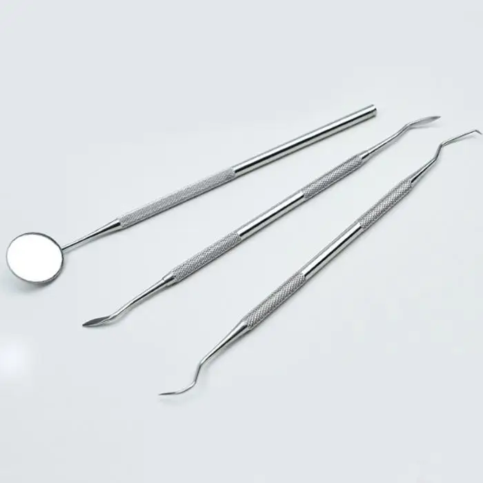 3PCS Dentist Teeth Clean Explorer Probe China Hook Pick Mouth Guard Mirror Dental Tool Casual Silver | Красота и здоровье