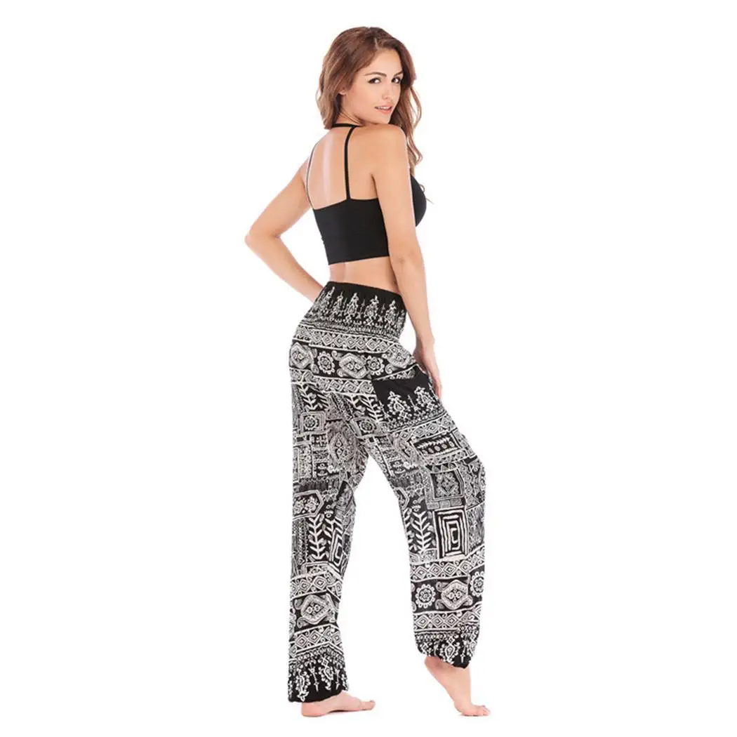 Женская мода Высокая талия Цветочные Свободные Йога фитнес танец все сезоны