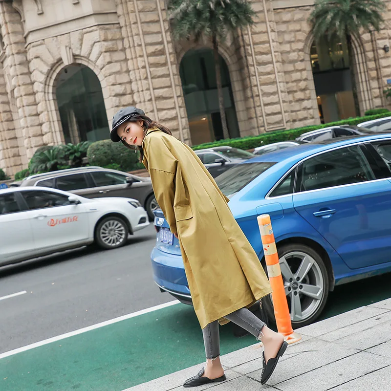 Windreama Fashion New Women Trench Coat Korean Style Long Girl Loose Over Knee abrigo mujer clothes overcoat | Женская одежда
