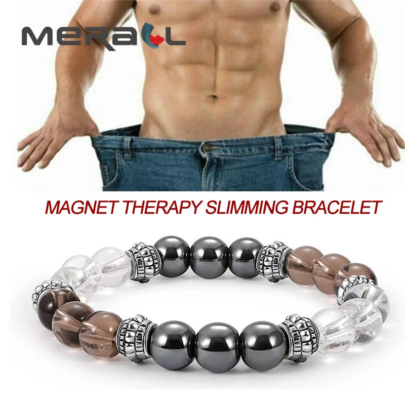 Браслет для похудения унисекс магнитная терапия черный круглый камень браслет