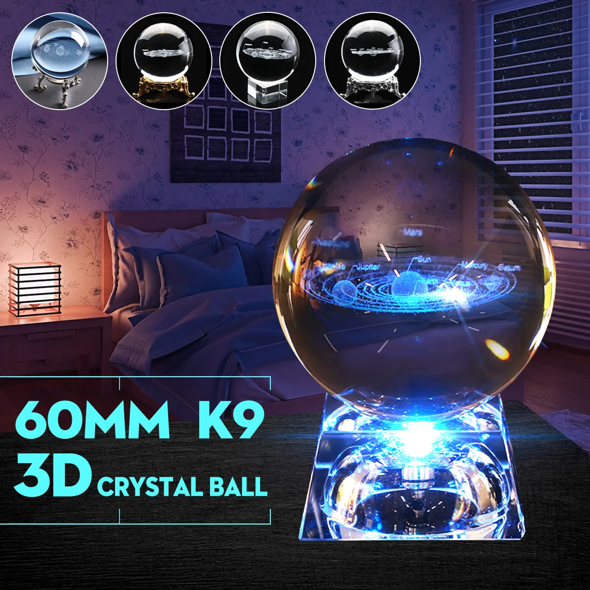 60 мм диаметр 3D Хрустальный шар солнечной системы модель украшения дома аксессуары подарок 3D лазерная гравировка кварцевый стеклянный шар