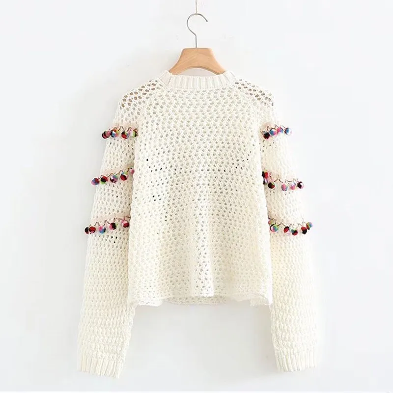 Женский вязаный пуловер TWOTWINSTYLE весенний джемпер с круглым вырезом и длинным