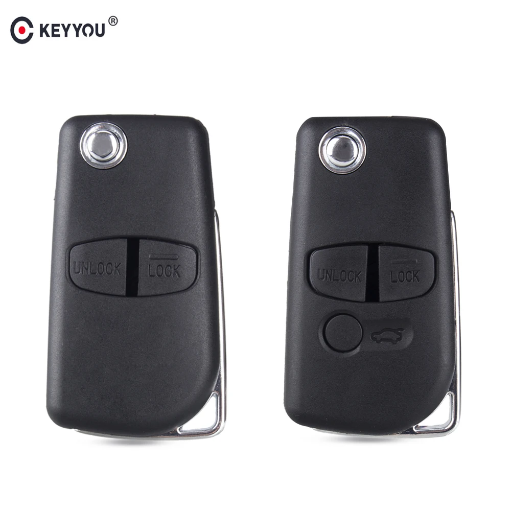 KEYYOU дистанционный чехол для ключей Fob 2 3 кнопки Mitsubishi Pajero Lancer Outlander Grandis Shogun Montero с