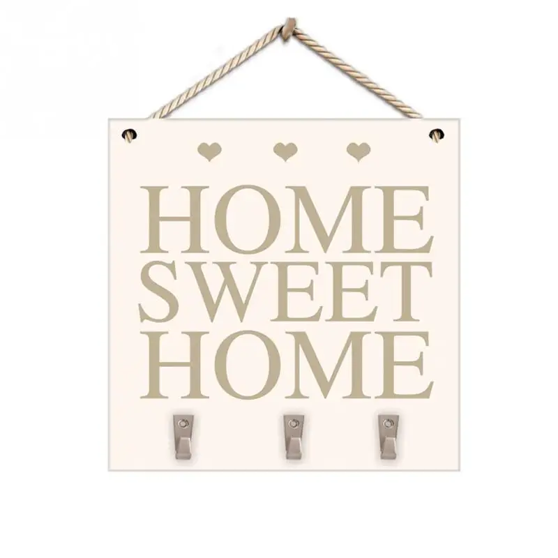 Подвесная Табличка деревянная вывеска Sweet Home в деревенском стиле с крючками и 3
