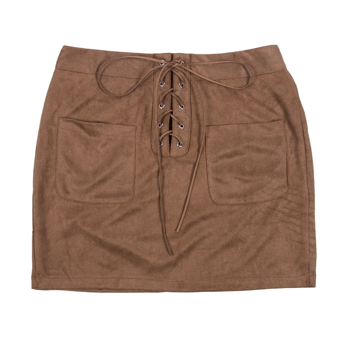 Summer Women Leather Suede Lace Up Bandage High Waist Party Pencil Short Mini Skirt Ladies Womens Brief Solid Daily Skirts | Женская