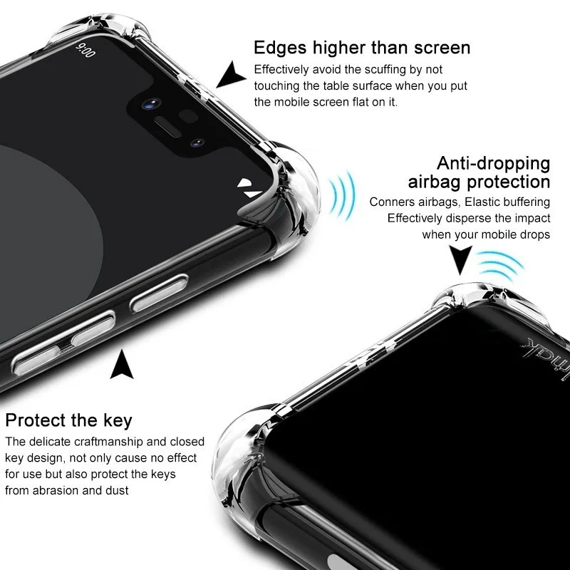 Чехол Imak Corners Airbag ДЛЯ Google Pixel 3 XL противоударный мягкий ТПУ полное покрытие Матовая