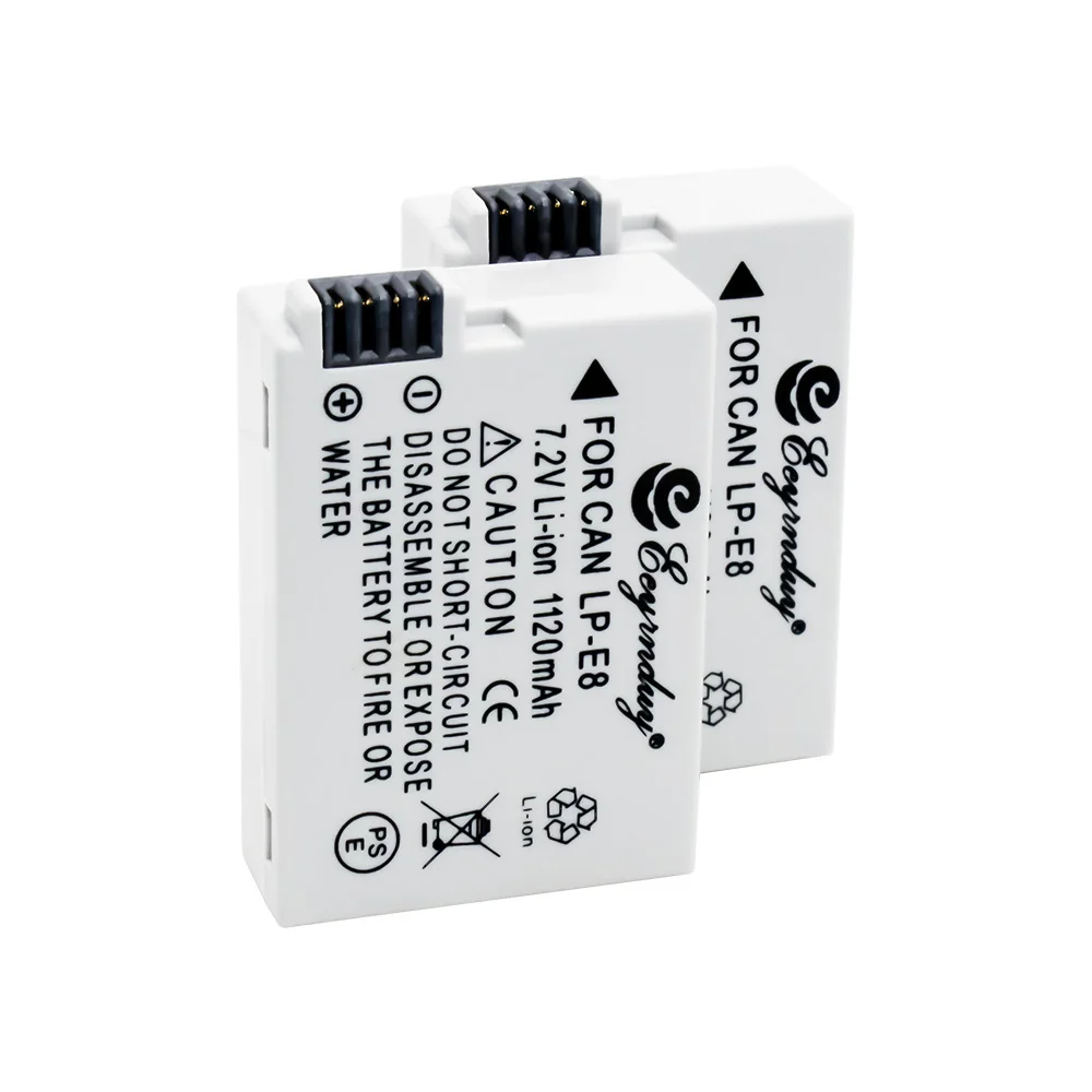 Литий-ионный аккумулятор (2 комплекта) и двойное зарядное устройство USB для CANON LP-E8