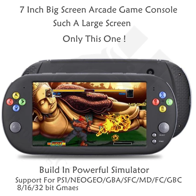 HaoLongGCP Handheld 7 inch Retro Video Game Console for ps1 for neogeo 8/16/32 bit games 8GB with 1500 free games support TV Out