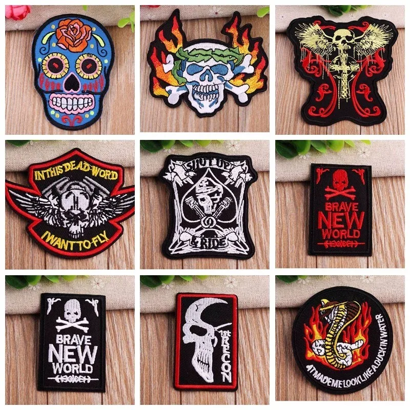 

Individuality creativity High Quality skull series Patches Iron On Army Badges for Clothes Bags Jeans children Appliques