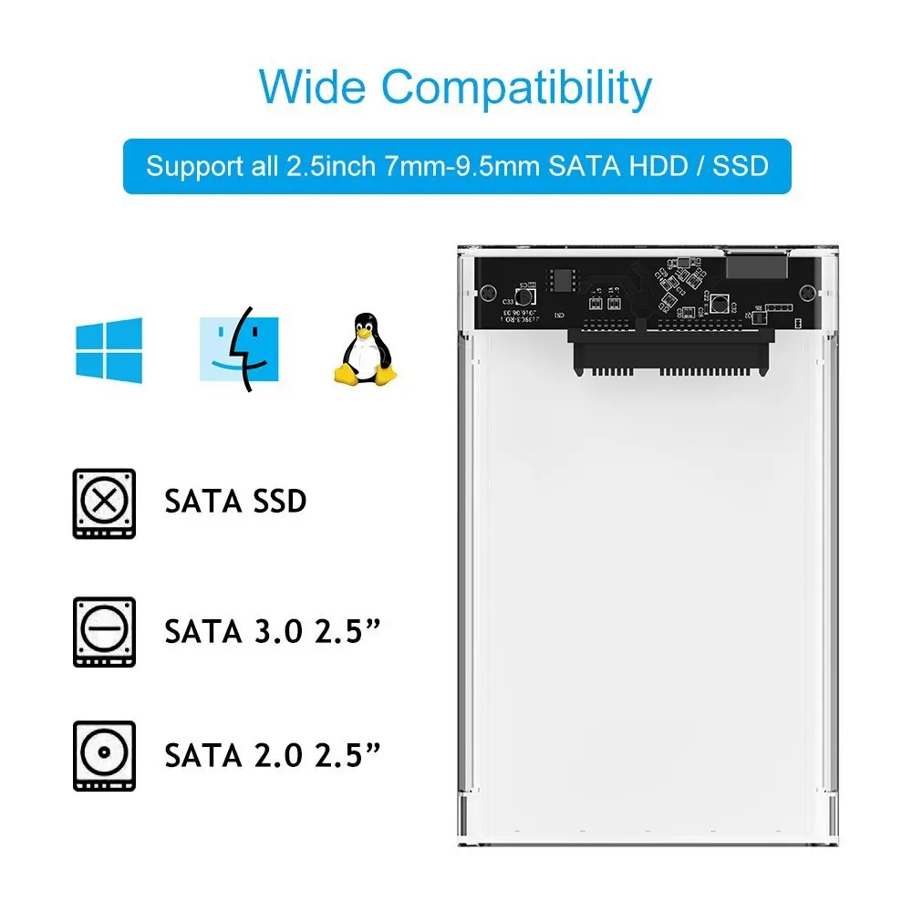 Внешний жесткий диск 2 5 дюйма чехол SSD / HDD Caddy USB 3 0 Портативный твердотельный