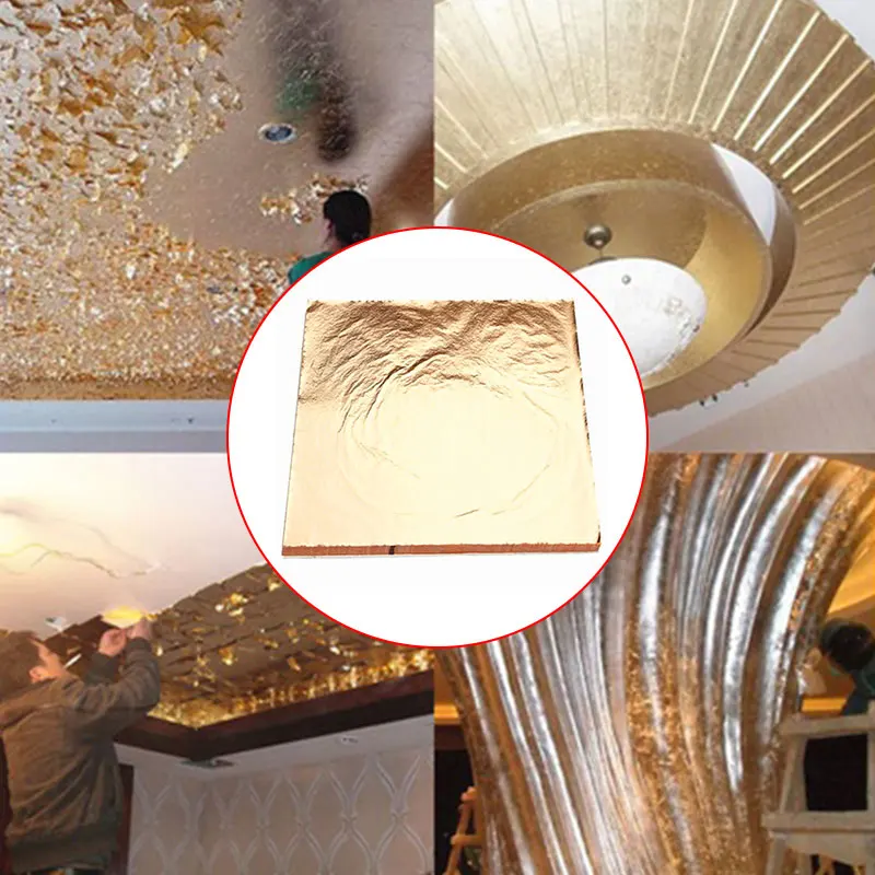 100Sheets Imitation Gold Copper Leaf Foil Paper Gilding Art Craft 14X14Cm | Дом и сад