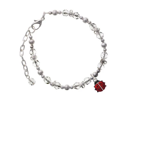 Серебряный Мини Красный полупрозрачный браслет божья коровка из прозрачных
