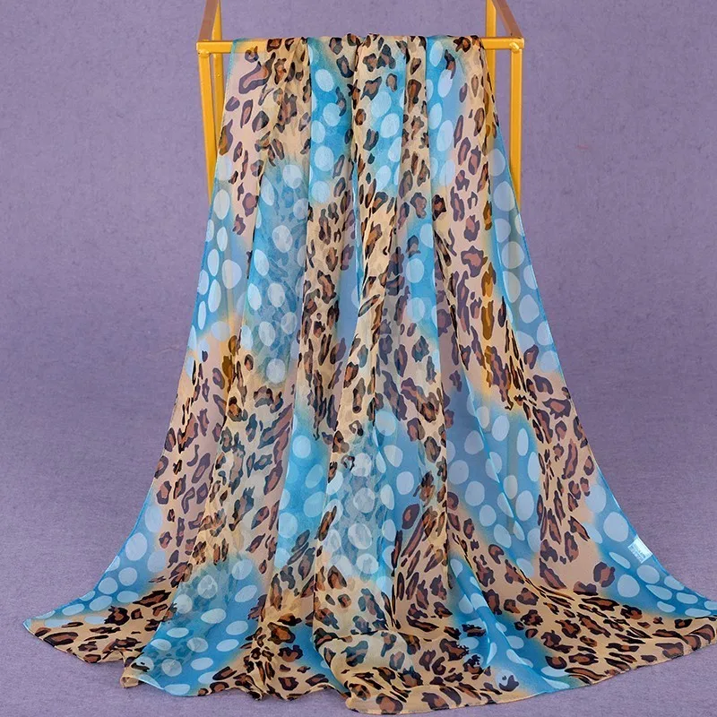 

Chiffon scarf shawl leopard print women fashion sjaal schal spring autumn long scarfs poncho luxury hijab Silk scarves Hot Sale