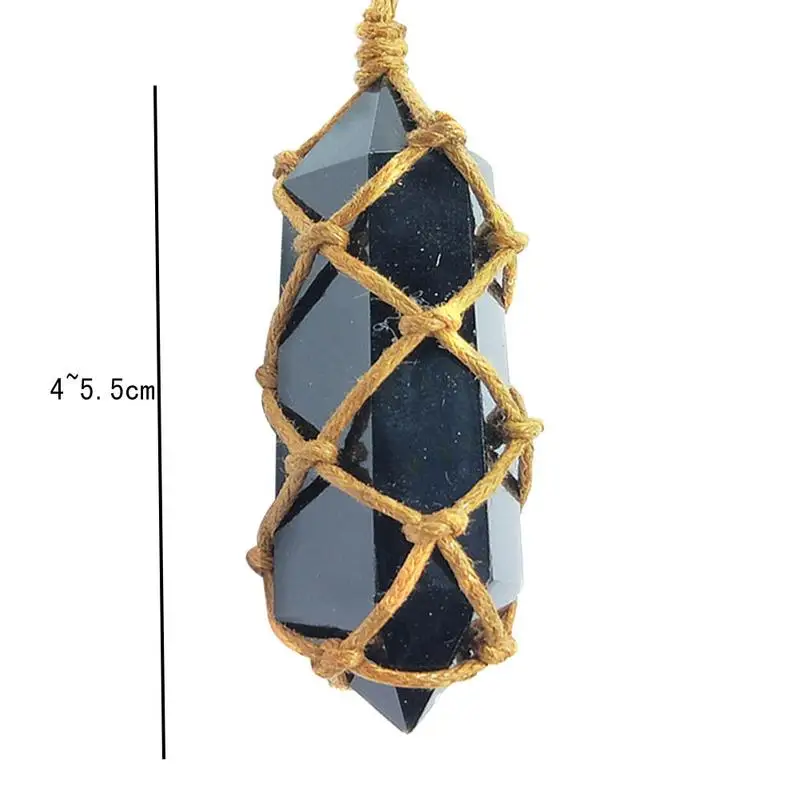 Natural Obsidian Amethyst Quartz Crystal Pendant Handmade Healing Gemston Wand Reiki Hangings | Дом и сад