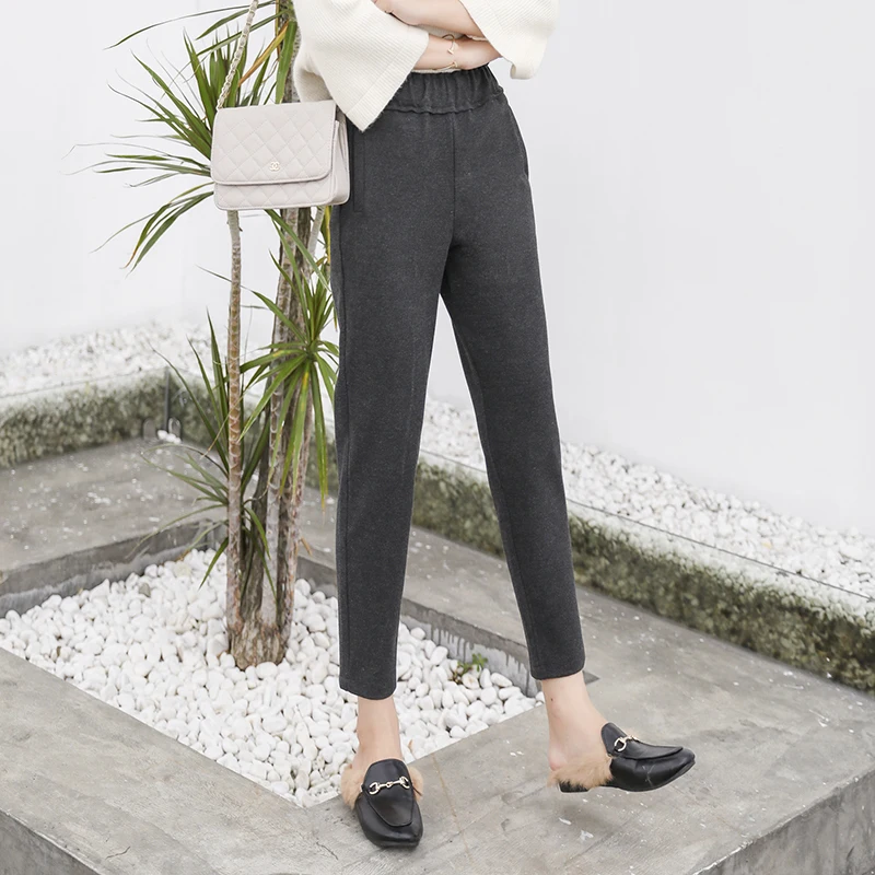 Woolen Pants Women Spring Autumn Solid Elastic Waist Wool Harem Female 2018 New Causal Loose High Lady Long Trousers | Женская одежда