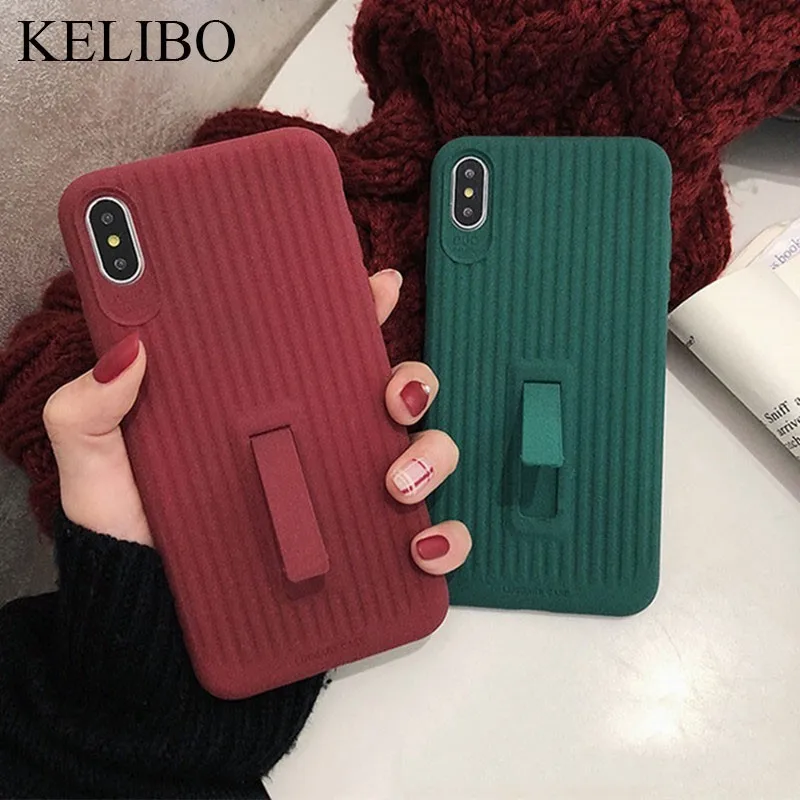 For iphone 6s 6 7 8 Plus XS MAX XR Fashion Trunk Soft Matte Phone Cases X 11 Case Hide Stand Holder Back Cover Capa |