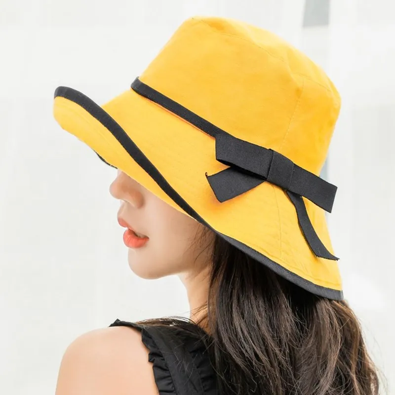 

The British Vintage Hat Spring Ms Bow Brimmed Outdoor Sweet Sun Visor Fashion Leisure Female Sunhat Summer