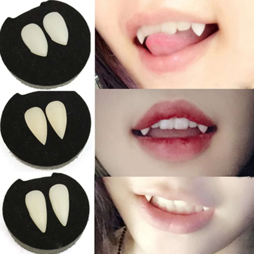 GeKLok Teeth Makeup Kit Fangs Halloween Role Playing VampireTeeth for Dracula Fancy Dress(17mm) | Дом и сад