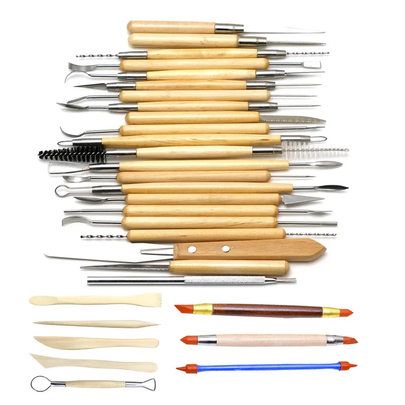 30pcs Clay Sculpture Tool Kits Wooden Handle Carving Knife DIY Pottery Modeling Mold Auxiliary Sculpting Art Supplies | Игрушки и хобби