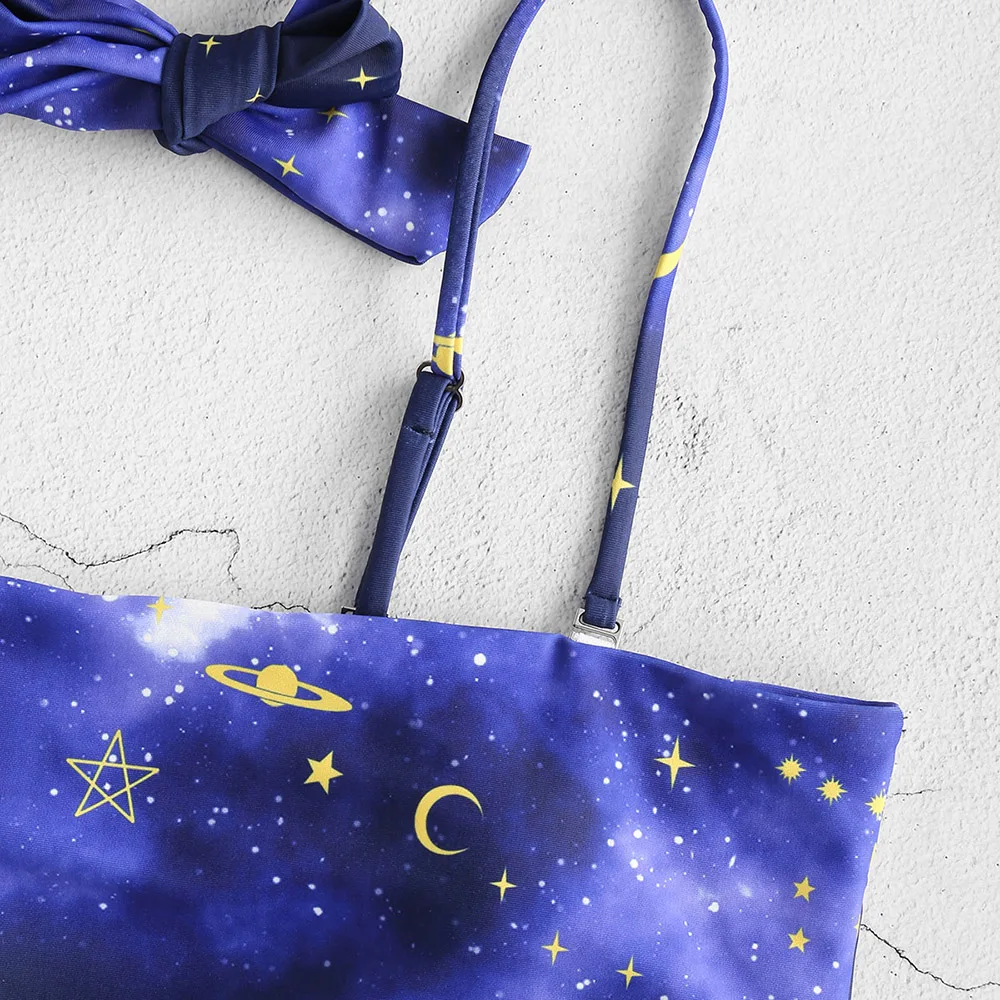 ZAFUL Hot Sale Sexy Bikinis Starry Print High Leg Bikini Set Women Swimsuit Summer Beach Swimwear Separate Swimming Suit biquini |