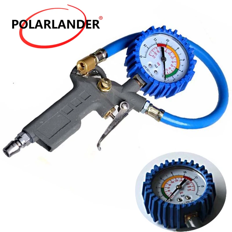 Auto Air Inflator Gun 220psi Flexible Car Motorcycle Lock On Pump Dial Pistol Hose Pressure Guage Tire | Автомобили и мотоциклы