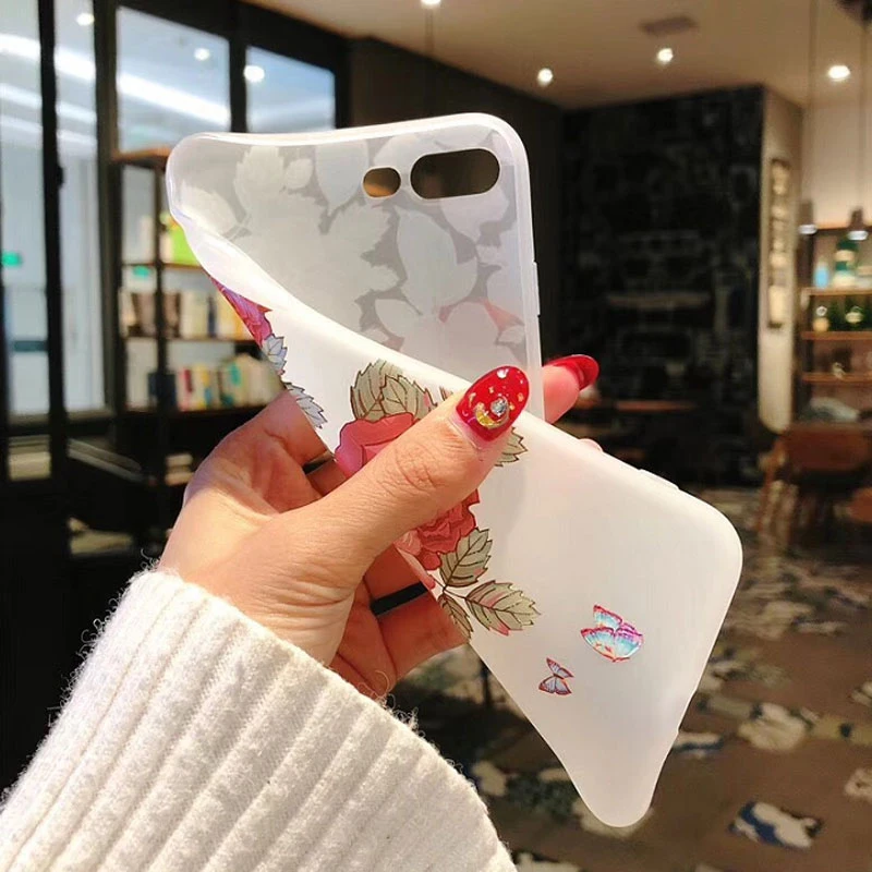 Lovebay Phone Case For iPhone 6 6S 7 8 Plus X XR XS Max 5 5s SE Fashion 3D Relief Flower Flamingo Leaf Soft TPU |