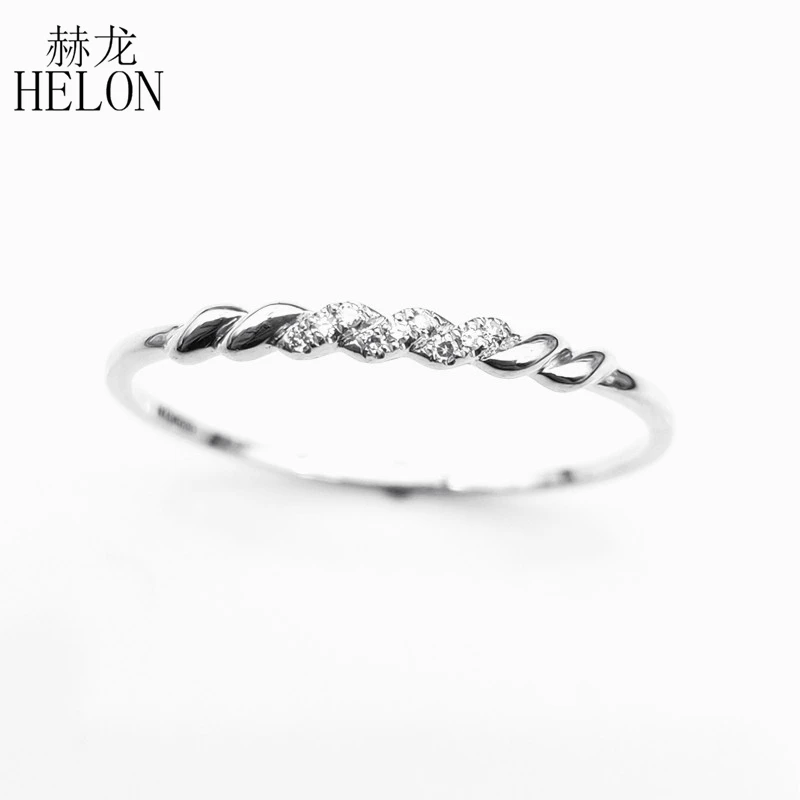 Женское кольцо с натуральными бриллиантами HELON серое из твердого белого золота 14