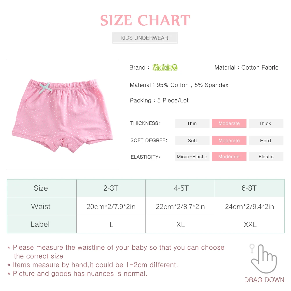 Трусы боксеры из органического хлопка для девочек 5 шт./лот|girl boxer|kids girl underweargirls