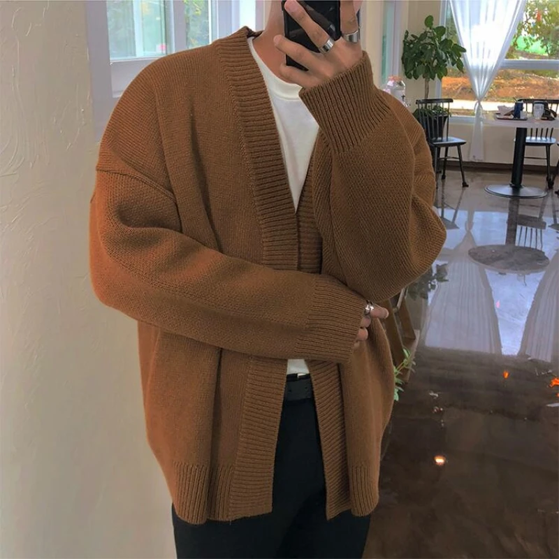 Свитер мужской однотонный серый/коричневый на весну и осень 2019 | Мужская одежда