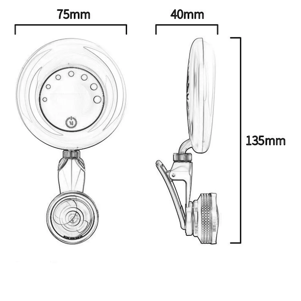 Креативный 9 режимов яркости заполняющий свет селфи макияж красота с рыбий глаз