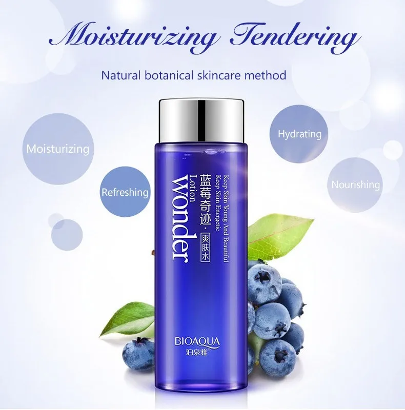 Bioaqua Blueberry Miracle Glow Wonder Face Toner Makeup Water Smooth Facial Lotion Oil Control Pore Moisturizing Skin Care |