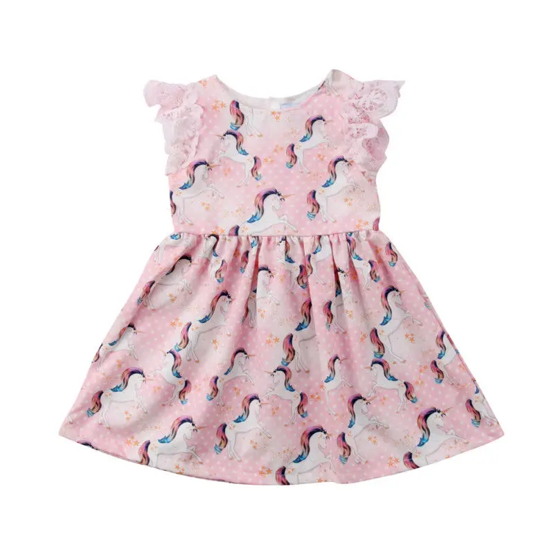 2Pcs Lace Kids Baby Girl Unicorn Top Dress Short Pants Briefs Outfits Clothes 1-6T | Мать и ребенок