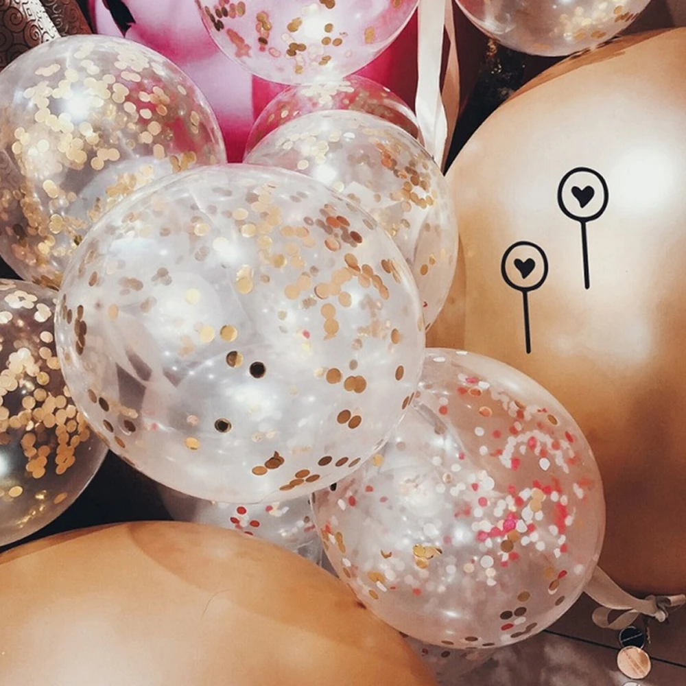 1Pc 12-inch Transparent Happy Birthday Balloon Magic Latex Sequins Confetti Party Wedding Decoration Supplies | Дом и сад