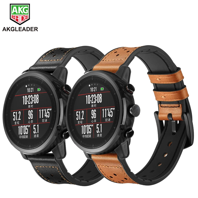 Ремешок спортивный 22 мм для часов Huami Amazfit 1 2, браслет из натуральной кожи с силиконовым ремешком для Huawei Watch 2pro, Samsung S3 от AliExpress RU&CIS NEW