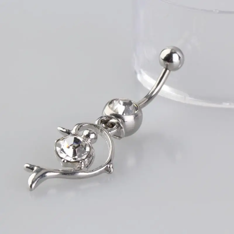 Изысканная мода экзотический тренд горный хрусталь Дельфин пупок кольцо для