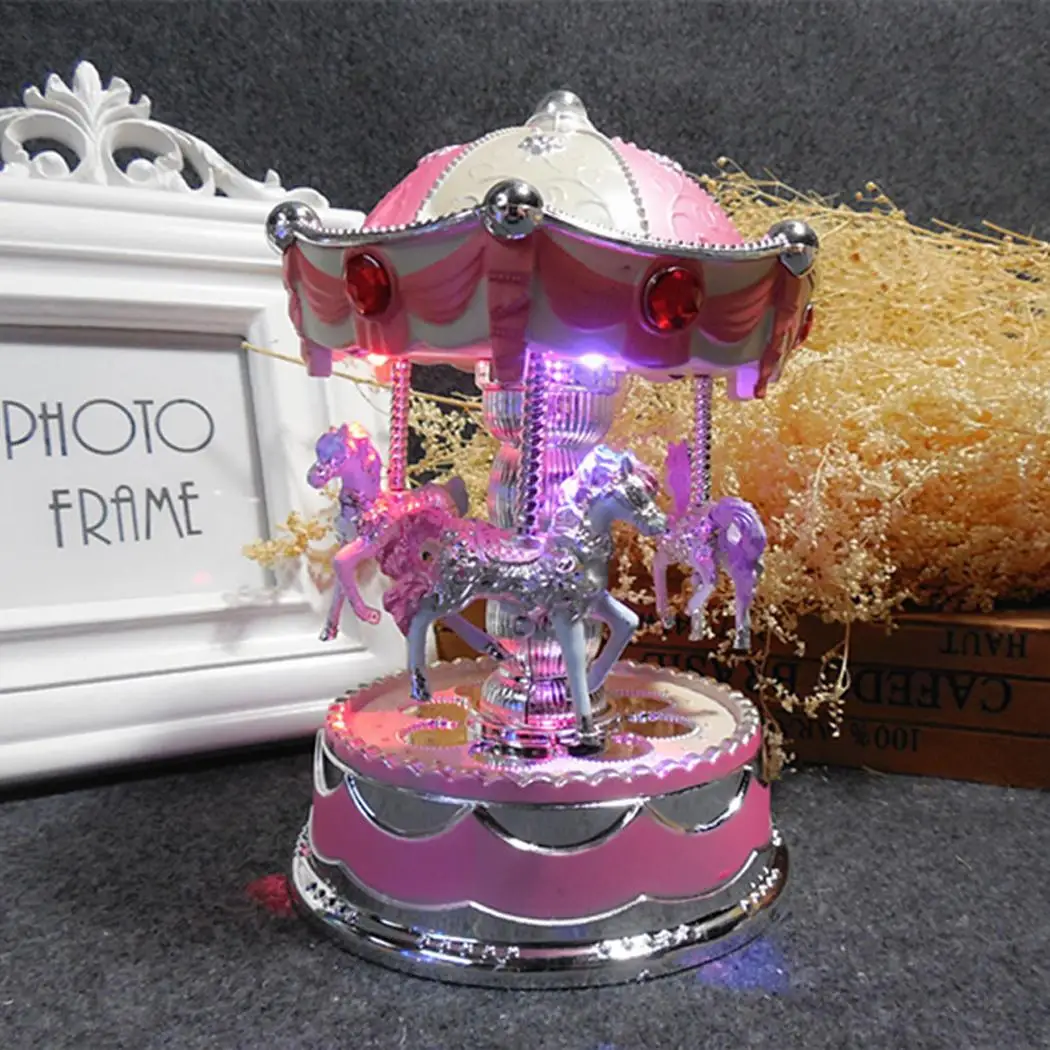 Beautiful LED Light Glow Merry-Go-Round Music Box Birthday Christmas Wedding Party etc. Home Decoration | Дом и сад