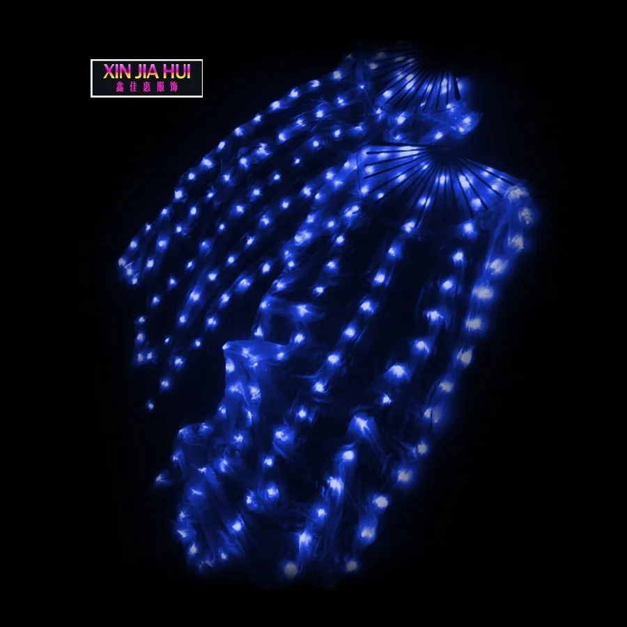 Performance Outfit Heat Sell New Pattern Belly Dance Led Luminescence Sensu Colourful Real Silk Fan Prop |