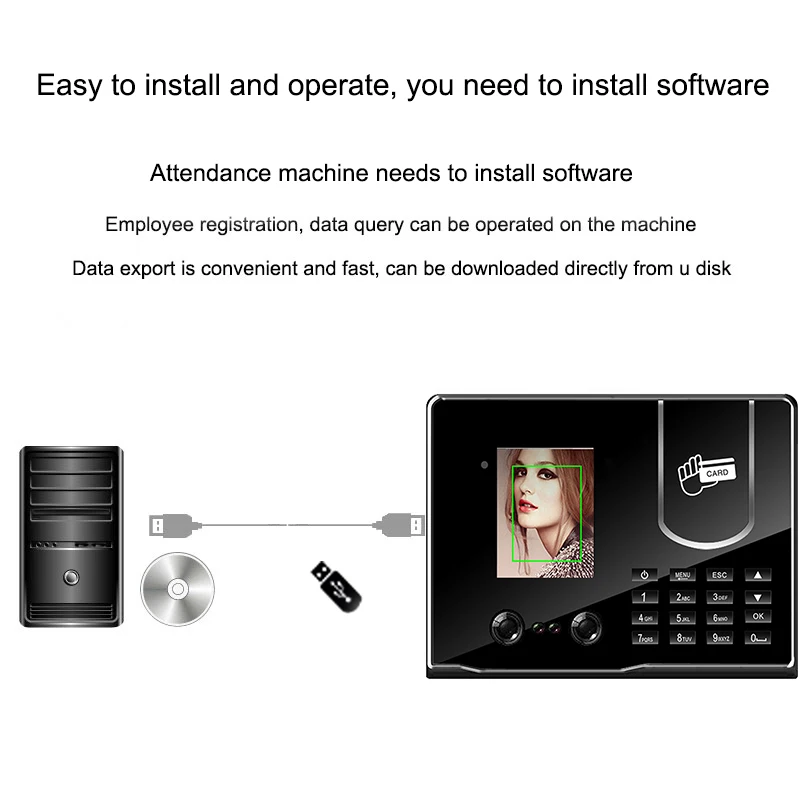 Распознавание лица контроль доступа система посещаемости времени RFID карта TCP/IP USB