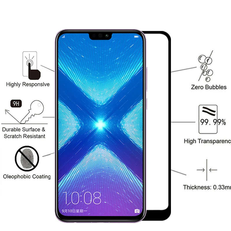 Закаленное стекло 9H для Huawei Honor 9 10 Lite 4a 8x 6x Pro Max P20 P30 LITE MATE 20 Tremp Защитное