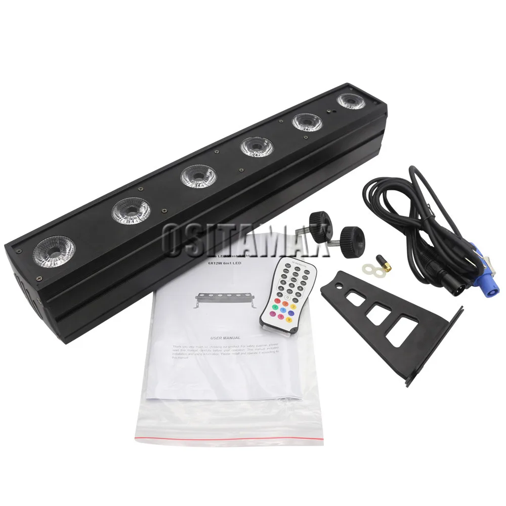 Беспроводная Светодиодная панель с дистанционным управлением dmx 6x12 Вт rgbwauv 6 в 1