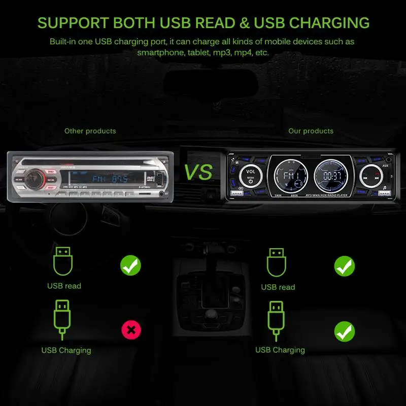 Автомагнитола AOZBZ с Bluetooth mp3 плеером USB зарядкой и поддержкой TF AUX FM