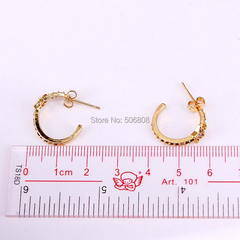 

6 Pairs, Gold filled rainbow cz circle star shape stud earring
